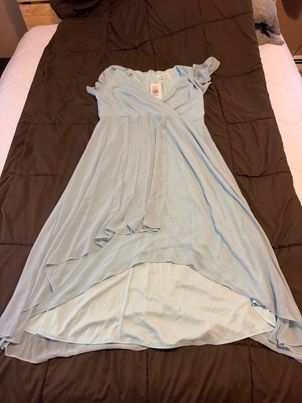Tea length light blue dress